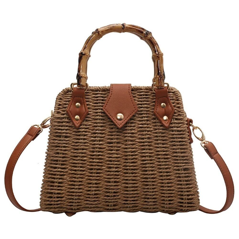 6514 Straw Crossbody Bag Handwoven Basket Handbags Summer Beach Weave